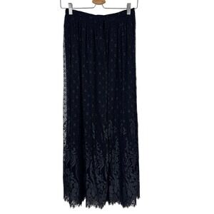 Vintage Black Lace Maxi Skirt 70s 80s Gothic Romantic Dark Academia Witchy Boho